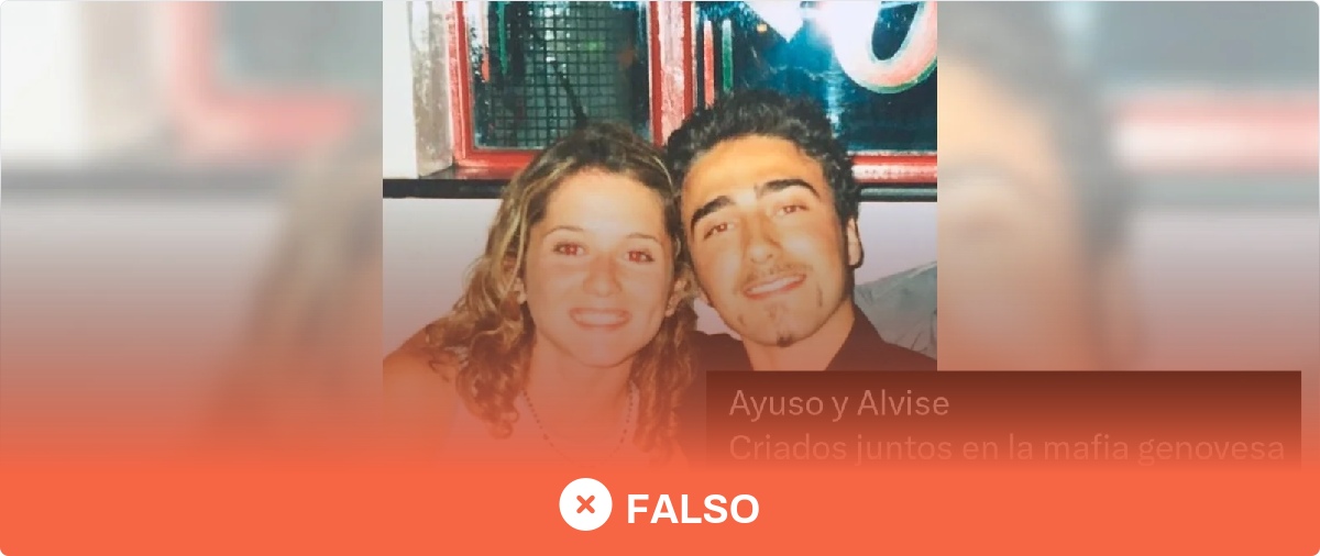 Material publicado por Maldita.es para analizar el caso: Una foto de juventud con Ayuso que identifica a otra persona como Alvise.