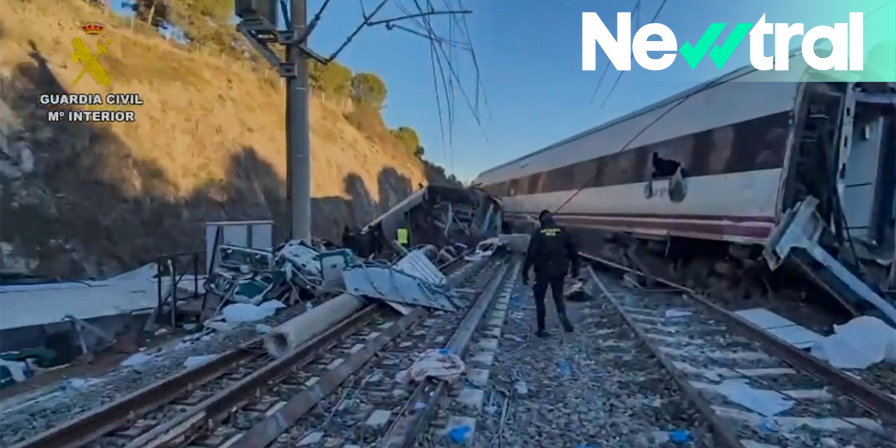 Fotografía del accidente de Adamuz publicada en el recopilatorio de Newtral.