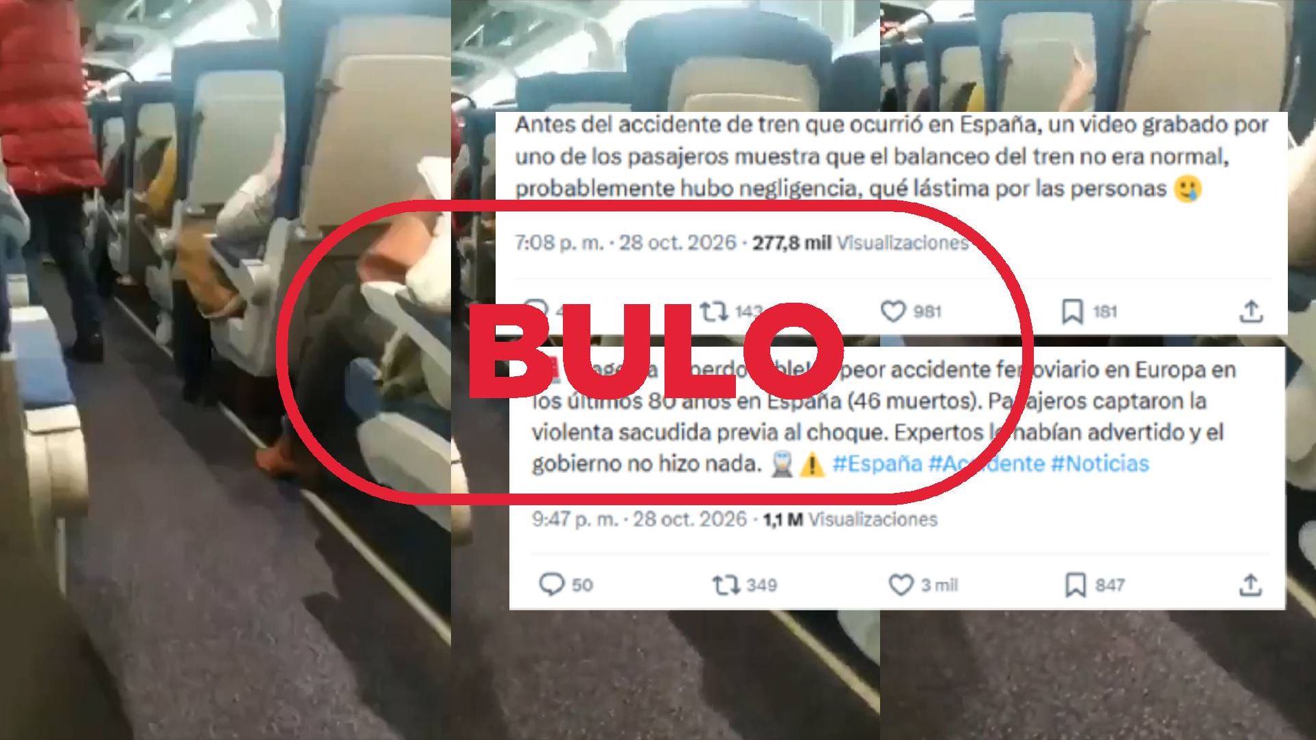 Material visual de VerificaRTVE para el caso: El vídeo de 2020 presentado como previo al accidente de Urda.