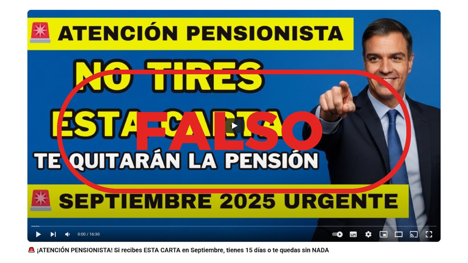 Material visual de VerificaRTVE para el caso: La carta masiva que supuestamente suspendería las pensiones.