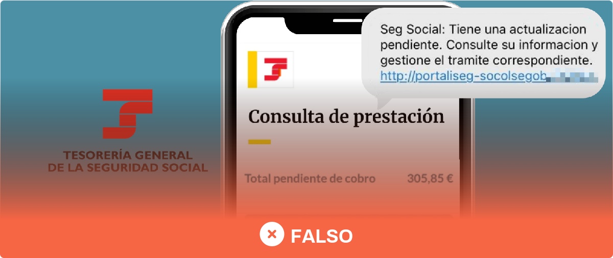 Material visual de Maldita.es para el caso: El falso aviso de una prestación pendiente.